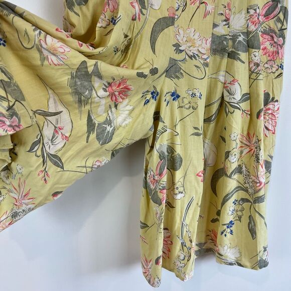 Vintage 80s Patrizia’s Mondi Yellow Floral Bermuda 18 Linen Germany Lagenlook - Picture 11 of 15